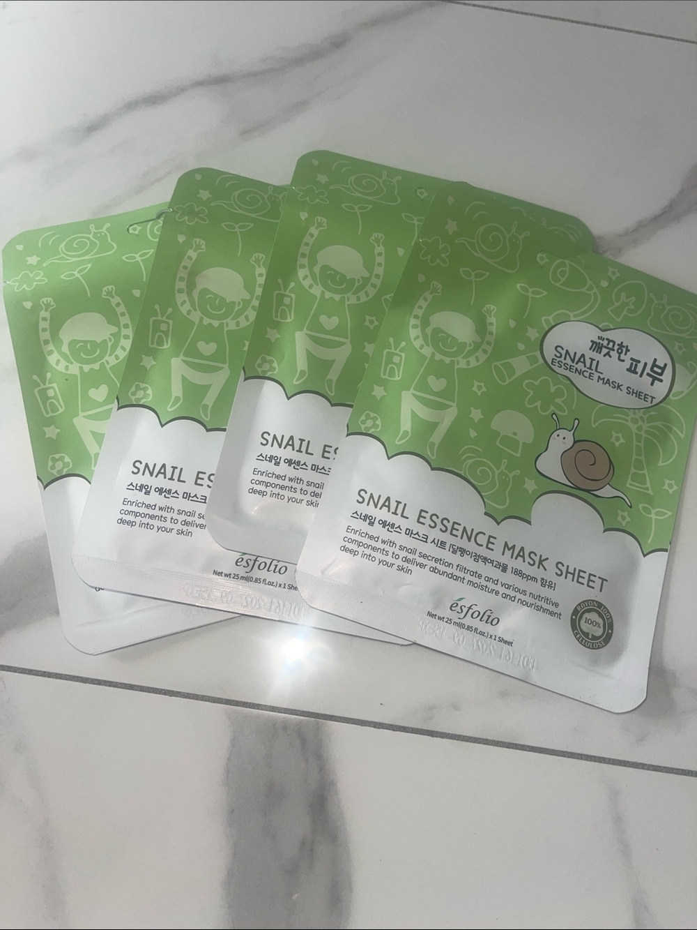 Made in Korea Snail Mask Sheet - Green Hydrating Sheet Masks (4 Pack)